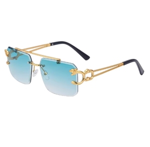 <span class=keywords><strong>Lunettes</strong></span> de soleil sans cadre européennes et américaines à la mode Tête de léopard Bord de coupe UV400 Hommes Femmes <span class=keywords><strong>Internet</strong></span> Célébrités Rue - Product Image 5