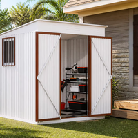 Abri de jardin en acier 6x4 pieds, abri métallique extérieur avec plancher et portes doubles verrouillables