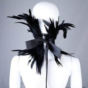 Mode-Ontwerper Veren Sjaal Wrap Echte Kip Veer Cape Voor Vrouwen Elegante Halloween Kostuum Cosplay Aangepaste Kleur - Product Image 3