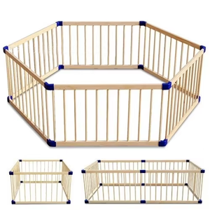 Corralito de madera maciza para niños para bebés gateando y caminando Sala de estar Barrera de seguridad y barandilla - Product Image 2