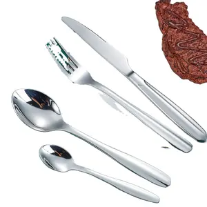 Dfrestoran çatal-bıçak bıçaklar masa kaşık özel Logo gümüş paslanmaz çelik sofra takımı 3 çatalak oyster forks