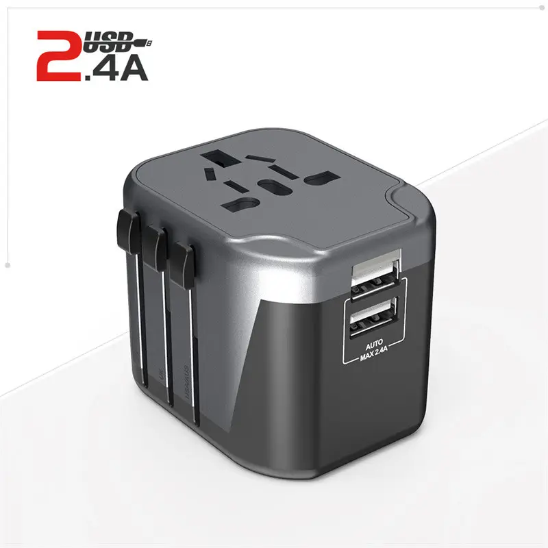 Universal Travel Adapter International Plug Adapter Charger for laptop Tablet Charger Dual USB port 2.4A Wall Charger