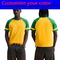 T-shirts à manches courtes 100 % coton pour hommes, noirs, avec imprimé color block personnalisé, motif uni, style chemise tissée