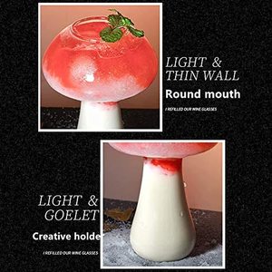Ensemble de 2 verres à cocktail créatifs en forme de <span class=keywords><strong>champignon</strong></span>, verres à boisson transparents en forme de <span class=keywords><strong>champignon</strong></span>, 250 ml, verres à vin pour fête, verres à <span class=keywords><strong>champignon</strong></span> originaux - Product Image 3