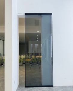 <span class=keywords><strong>Porte</strong></span> <span class=keywords><strong>coulissante</strong></span> <span class=keywords><strong>suspendue</strong></span> moderne et minimaliste <span class=keywords><strong>en</strong></span> alliage d'aluminium avec rail dissimulé et isolation acoustique pour salon - Product Image 1