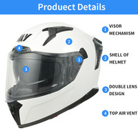 Casque de moto ouvert personnalisé blanc, taille XL, en ABS, certifié ECE, double boîte