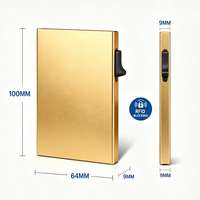 Porte-cartes RFID en aluminium avec logo personnalisé, portefeuille pop-up fin en métal, fabrication OEM
