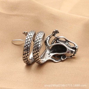 yunnique Dragon <b>Ring</b> <b>Titanium</b> Steel Retro Silver Red Eye Men's Fashion Jewelry Gift - Product Image 4