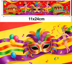 Film de transfert DTF personnalisé pour la fête de Mardi Gras, violet, vert, or, masque de mascarade, plumes, autocollants thermocollants pour cadeaux - Product Image 2