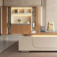Meubles de bureau de luxe en forme de L pour PDG, bureau de direction moderne en bois, bureau de patron, bureau de direction, bureau d'ordinateur