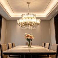 Lustre en cristal de luxe européen, design à double pétale, pour salon, LED or/blanc, dimmable, garantie de 2 ans