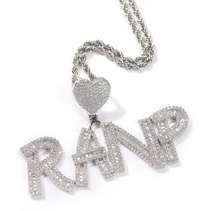 Collar con Colgante de <span class=keywords><strong>Letra</strong></span> Única del Alfabeto, Estilo Cursivo, con Incrustaciones de Circonitas, Diseño de Corazón - Product Image 3