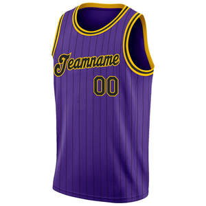 Camiseta de Baloncesto Auténtica 2025, Logotipo del Equipo Personalizado, Impresión Digital, Bordado 3D, Morado, Negro, Rayas Negras, Negro-Dorado, Unisex - Product Image 3