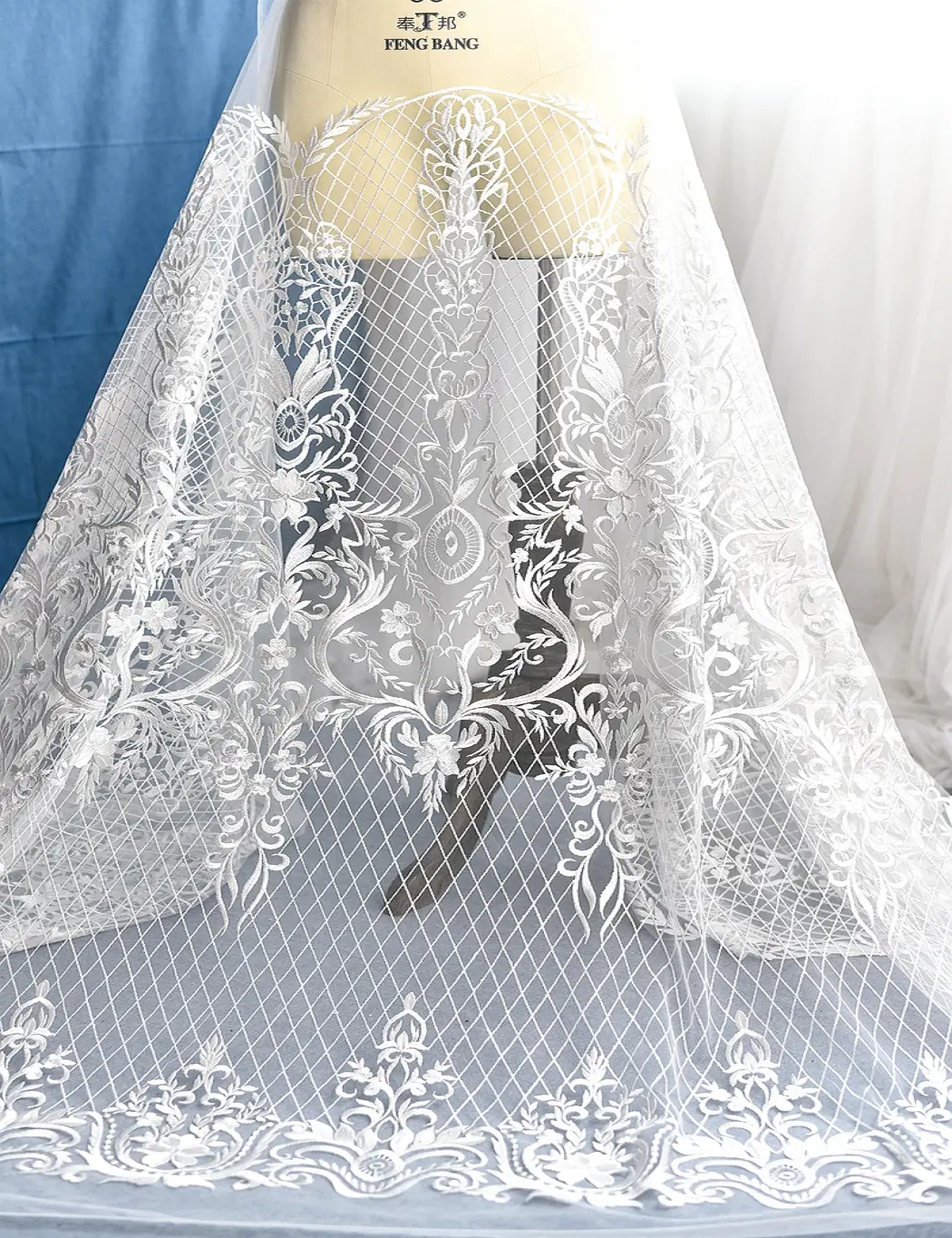 New mesh bridal embroidery lace fabric wedding dress handmade diy fabric clothing decoration materials accessories