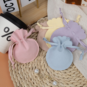 Sacs à bijoux en microfibre avec cordon de serrage, ronds, 8x10cm, 7x8cm, en velours, pour ranger les bagues et les boucles d'oreilles - Product Image 5