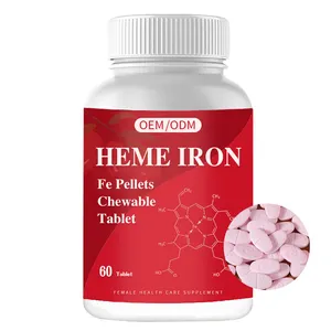 Viên Nén Heme Iron Fe Tùy Chỉnh OEM Viên Nén Nhai Được Viên Chống Oxy Hóa Bổ Sung Chăm Sóc Sức Khỏe Cho Nữ