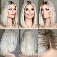 Perruque Lace Front Wig naturelle russe 13x6, Bob Style, cheveux humains de qualité supérieure, naissance des cheveux pré-froncée, couleur naturelle, pour femmes