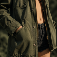 Veste de travail personnalisée pour femme, veste en coton à manches longues, multi-poches, style américain, du S au XL, OEM