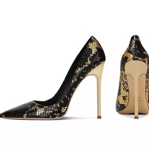 Zapatos de tacón de aguja con estampado de serpiente, punta en pico, sin cordones, para mujer, para oficina o fiesta. - Product Image 3