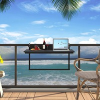Table de balcon contemporaine de 40 pouces pour extérieur, en HDPE, réglable, à suspendre, pour balustrade de patio, mobilier de jardin extérieur