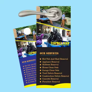 Personnalisé <span class=keywords><strong>pas</strong></span> cher immobilier carton Flyer <span class=keywords><strong>impression</strong></span> bouton suspendu publicité porte cintre pour hôtel - Product Image 6
