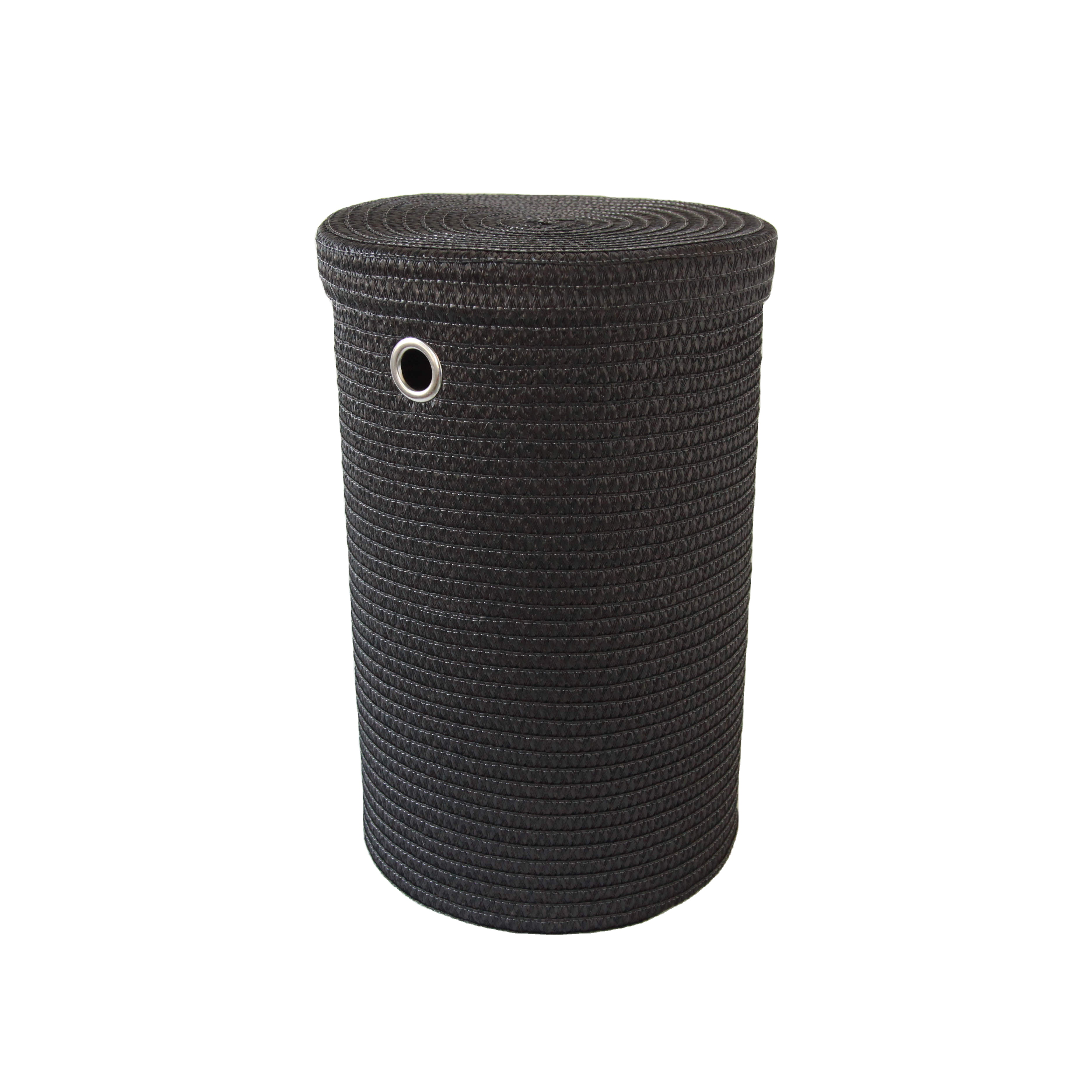 Хит продаж, круглая корзина для белья из ПП соломы, корзина для белья из ПП ленты, корзина для хранения в ванной комнате, водонепроницаемые корзины для хранения с крышкой