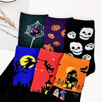 Chaussettes décontractées unisexe pour Halloween, motif citrouille, crâne, chauve-souris, toile d'araignée, antidérapantes, absorbant la transpiration, pour fête d'Halloween