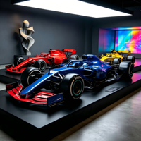 Sculpture de voiture de course F1 en résine et fibre de verre, décorative et artistique, peinte à la main, pour musée automobile et exposition de voitures