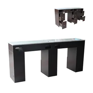 Katı ahşap pişirme boya tırnak geliştirme için mobilya ucuz masa manikür çift manikür masası tırnak masası salon masası