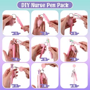 Set <span class=keywords><strong>de</strong></span> Accesorios para Enfermeras Macaron Dickmon Personalizado: Bolígrafos <span class=keywords><strong>de</strong></span> Aleación Duradera, Tijeras Plegables, Marcador Permanente, Bolígrafos Retráctiles y Llaveros - Product Image 3
