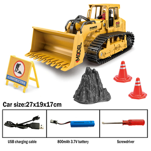 1/18 6CH Electric Plastic Radio Control Track Wheel Building Engineering Car Sound Music Light <strong>R</strong> <strong>C</strong> RC Construction <strong>Bulldozer</strong> Toy - Product Image 4