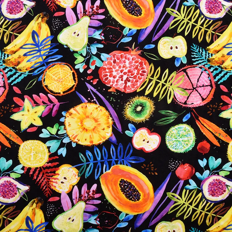 Shaoxing Factory Custom Fruit Print Plain Knit Breathable Anti-static 100% Combed Cotton French Terry Fabrics For Clothing
