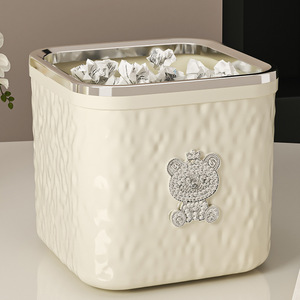 Desktop Trash Can <b>Square</b> Flip Lid Storage <b>Bin</b> For Desk Coffee Table Indoor Use - Product Image 3