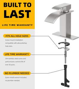 Смеситель для ванной из нержавеющей стали, матовый никель/сатин, современный, с эффектом водопада, с одной ручкой, на 1 отверстие, простая установка, с выдвижным сливом - Product Image 5