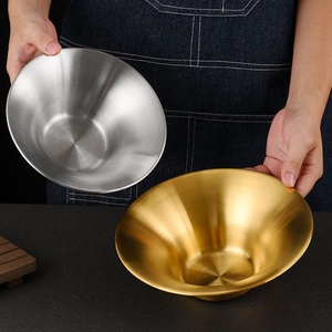 Piatto Conico a Fondo Piatto in Acciaio Inossidabile Coreano per Alimenti, Vassoio da Portata per Pasta, Ciotola per Ramen e Zuppa, Oro e Argento, per Ristoranti - Product Image 3