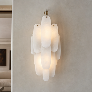 Handmade Custom American Nordic Modern Light Luxury Brass Spanish Alabaster Vanity Wall Light for Bedroom Living Room Hallway - Product Image 1
