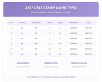 SJHY Z487 Tampon de date interchangeable de type long en acier inoxydable SUS420, insert de marquage de date pour moule compatible HASCO, précision pour cavités profondes