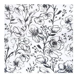 WI-B07 Wholesale supplier Black and White big flower line drawing pattern Printed Faille crepe fabric for garments