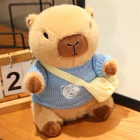 Nouvelle Peluche Capybara Ours en Coton PP Ultra Doux 25cm avec Pull et Chapeau Citrouille et Mini Sac, Cadeau Animal en Peluche pour Enfants
