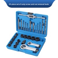 Juego de 29 piezas de herramientas para quitar tuercas oxidadas, extractor de tuercas de neumáticos dañadas, con rosca inversa, antideslizante, de cromo-molibdeno