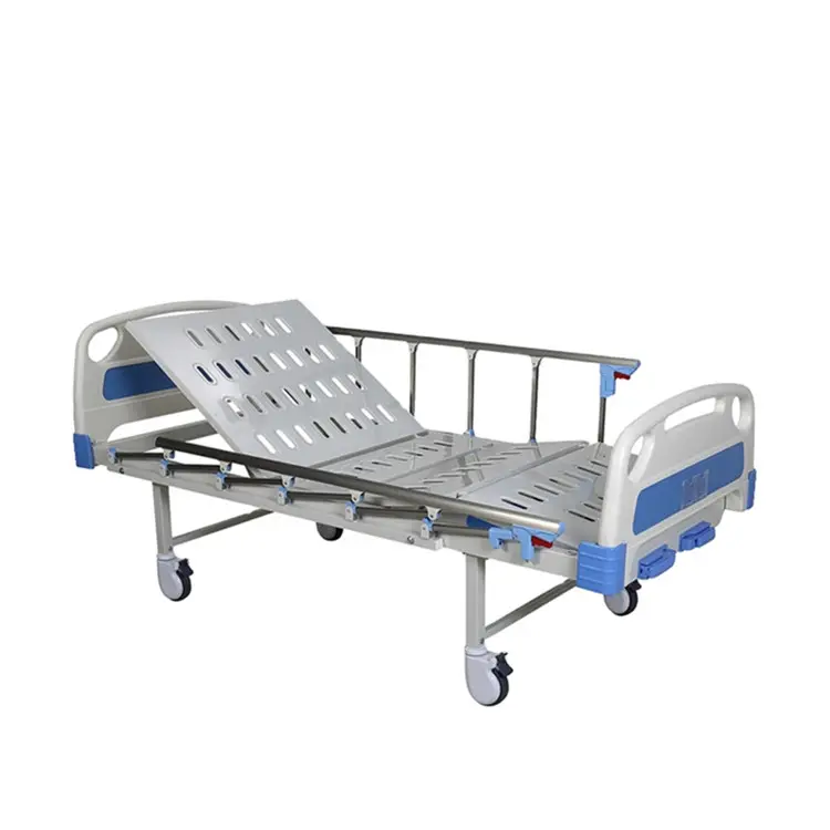 BT-AM202 Murah Tempat Tidur Rumah Sakit 2 Crank Manual Tempat Tidur Pasien Fowler Baja Medis dengan Harga Roda Rel Samping