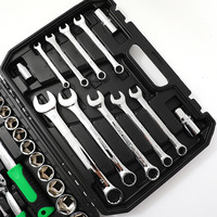 Ensemble d'outils de réparation automobile OEM 82 pièces en acier au chrome-vanadium, clé à cliquet 1/4 et 1/2 pouce, kit de tournevis, coffret de rangement rigide