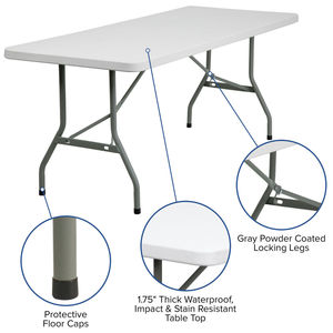 Mesa Plegable Rectangular de Plástico HDPE Blanca para Comedor y Picnic, <span class=keywords><strong>Popular</strong></span> para Eventos Interiores y Exteriores, Bodas, en Oferta - Product Image 5
