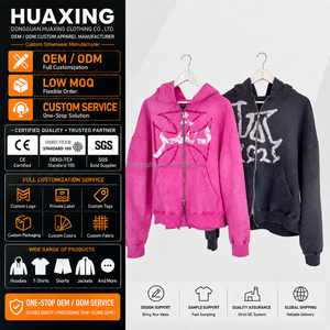 Sudadera con capucha de cremallera completa para hombre Y2K, lavado ácido, efecto desgastado por el sol, corte holgado, forro polar grueso, estilo urbano <span class=keywords><strong>grunge</strong></span>, gráfico craquelado, venta al por mayor OEM - Product Image 1
