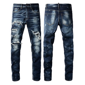 <span class=keywords><strong>Jeans</strong></span> da <span class=keywords><strong>Uomo</strong></span> Stile Hip Hop AM Brand, Pantaloni Vintage Lavati con Lettere, <span class=keywords><strong>Jeans</strong></span> in Denim Elasticizzato alla Moda - Product Image 5