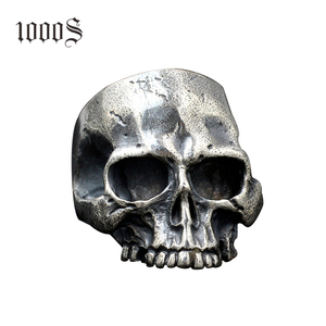 Bague tête <span class=keywords><strong>de</strong></span> <span class=keywords><strong>mort</strong></span> pour <span class=keywords><strong>homme</strong></span> en argent sterling 925 ajustable et plaqué rhodium - Product Image 1