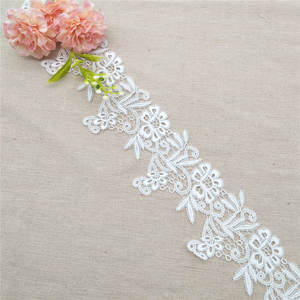 Dentelle chimique guipure brodée de luxe de haute qualité, volants fantaisie, largeur 7 cm, motif floral textile pour vêtements et décoration intérieure - Product Image 1