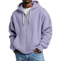 Veste à capuche zippée pour homme, hiver, épaisse, manches longues, couleur unie, coupe ample, anti-plis, en polyester, style décontracté et sportif