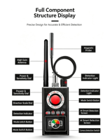 Détecteur de signal RF K88, détecteur de caméra cachée, détecteur de traceur GPS magnétique, dispositif de sécurité portable pour hôtel, maison, voiture