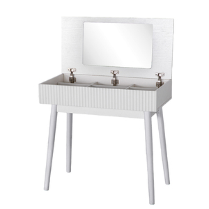 Table de maquillage moderne pliable en bois, certifiée BSCI-FSC, OEM, écologique, avec miroir carré, couleur et taille personnalisables, multi-usages pour salon - Product Image 4